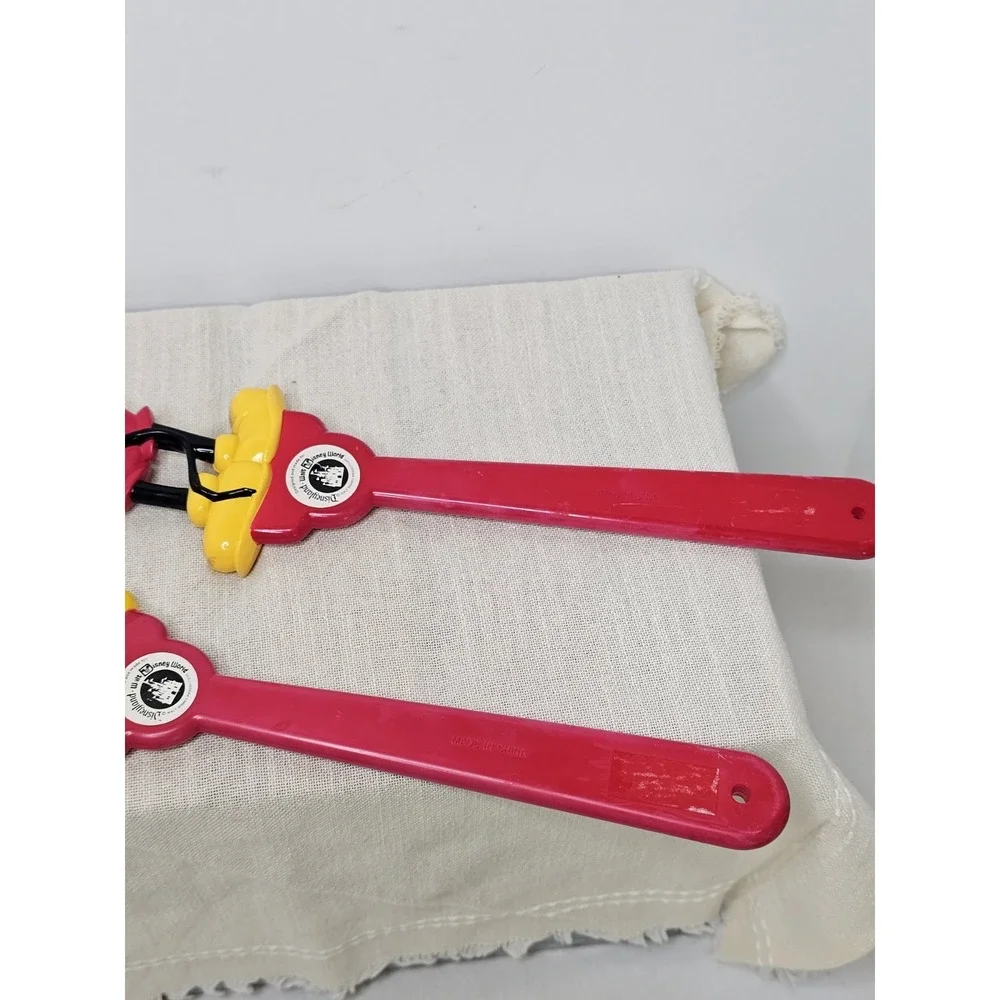 Vintage Disney Mickey and Minnie Mouse Back Red Plastic Scratchers Set